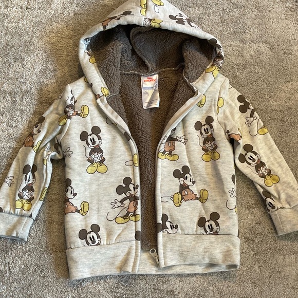 Disney Other - Disney Gray Mickey Mouse Sherpa-Lined Kids Hoodie